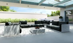 Best RN Round XL Gartenlounge für 6 Personen, weiß/grau, Aluminium, inkl. Polster, flexibel verstellbar Gartenlounge|Aluminium-Gartenmöbel