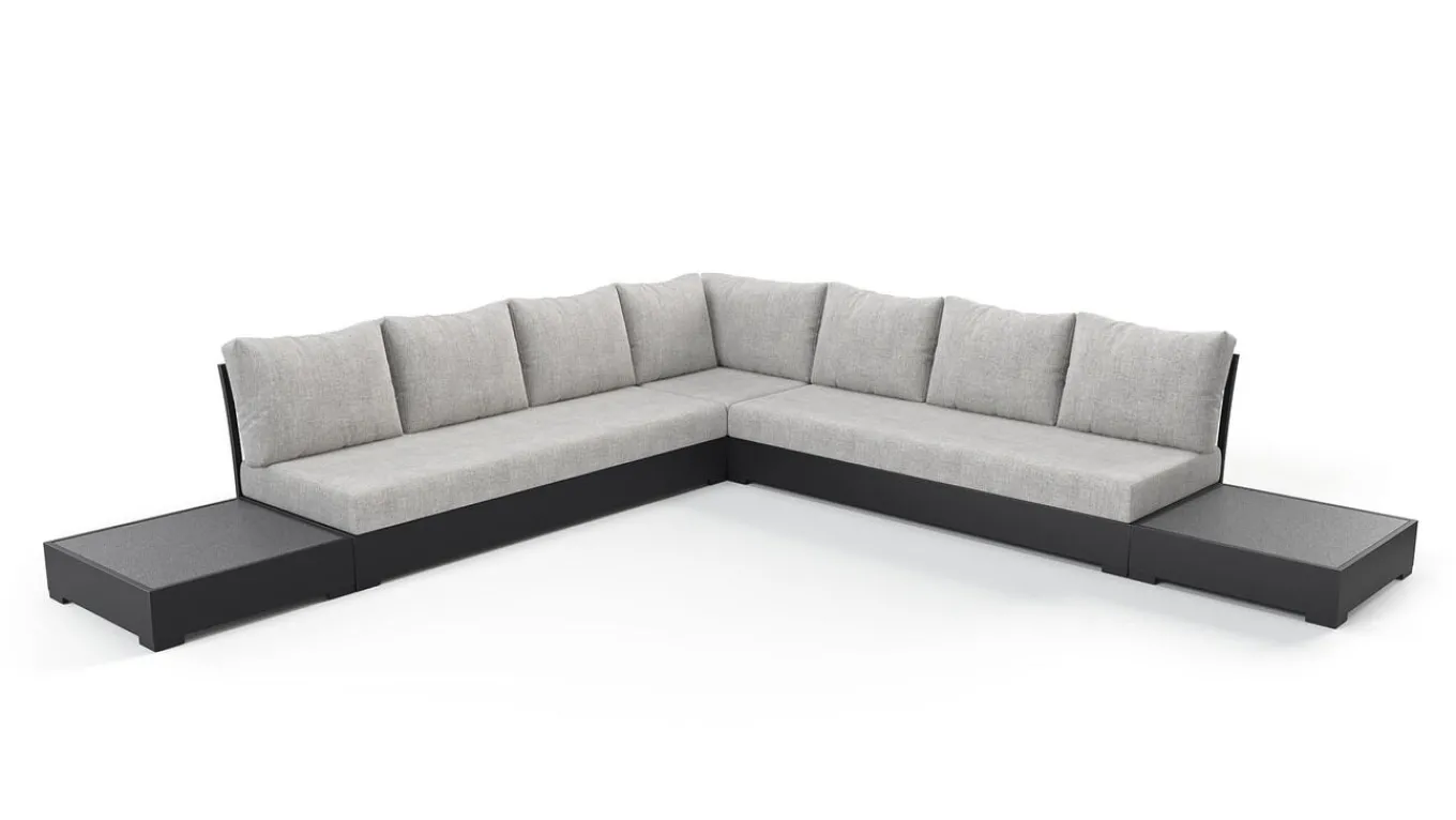 Sambesi Gartenlounge, anthrazit/grau, Alu/Polyacryl, Ecklounge inkl. 2 Beistelltische Gartenlounge|Aluminium-Gartenmöbel