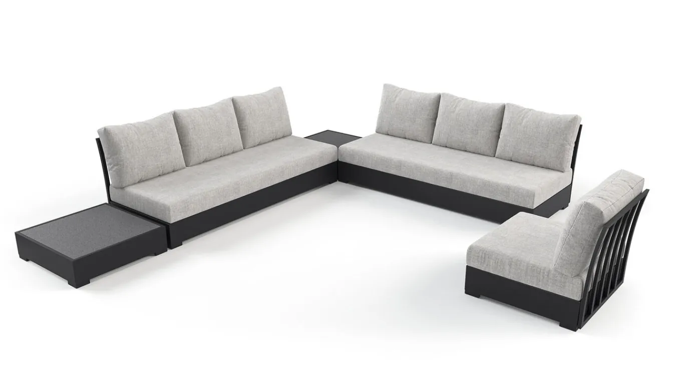 Sambesi Gartenlounge, anthrazit/grau, Alu/Polyacryl, Ecklounge inkl. 2 Beistelltische Gartenlounge|Aluminium-Gartenmöbel