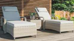 Sale Sandy L Gartenliege, creme, Alu/Polyrattan, verstellbare Rückenlehne, inkl. Auflagen & Beistelltisch Polyrattan-Gartenmöbel|Gartenliegen