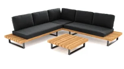 Discount Sedona M Gartenlounge für 5 Personen, anthrazit/naturbelassen, Aluminium/Akazie, inkl. Polster, robust & wetterfest Aluminium-Gartenmöbel