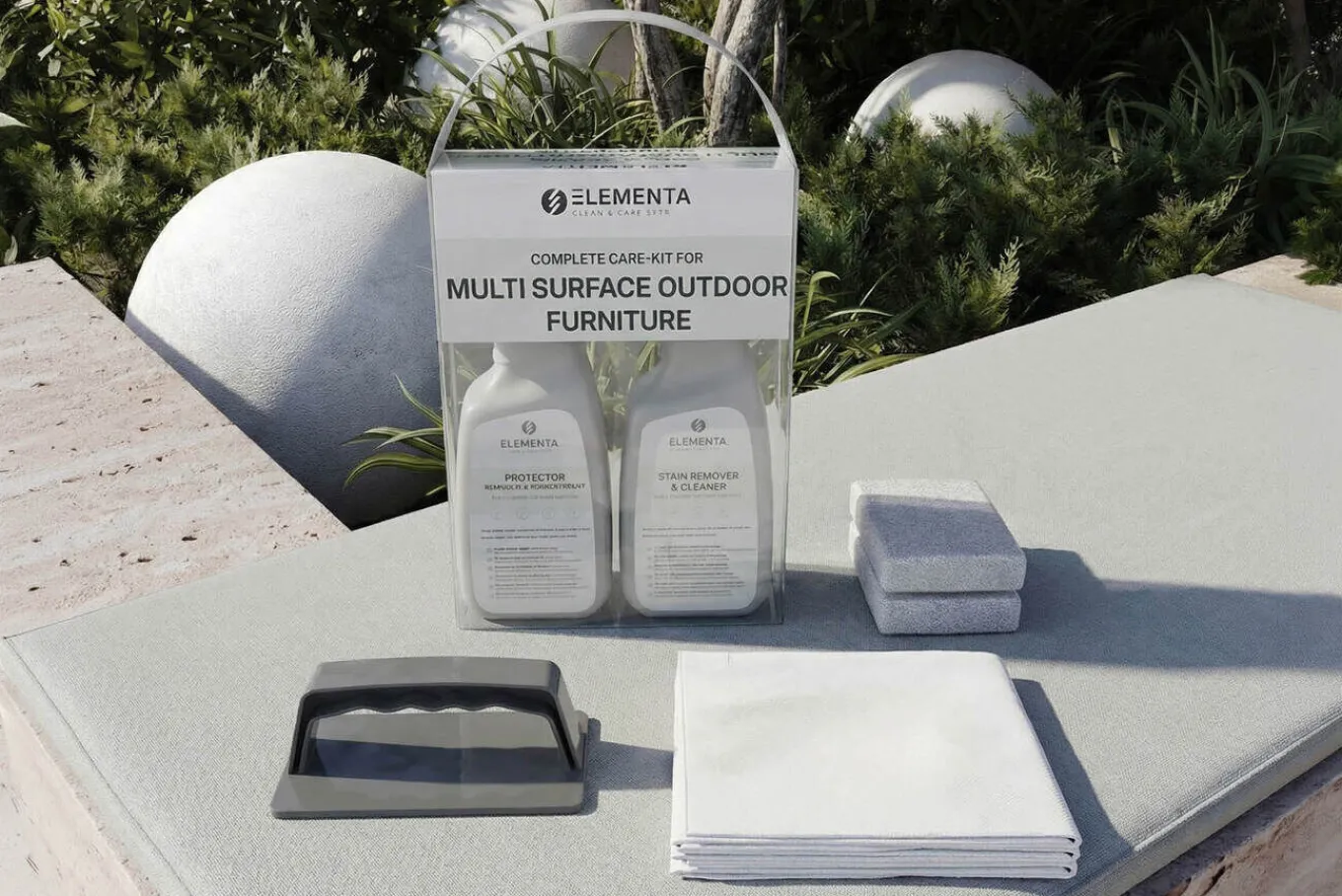 New Multi Surface KITS 3-in-1 Box Pflegemittel, Gartenmöbelreinigung und Oberflächenschutz, 2 x 750 ml Pflege Und Reinigung