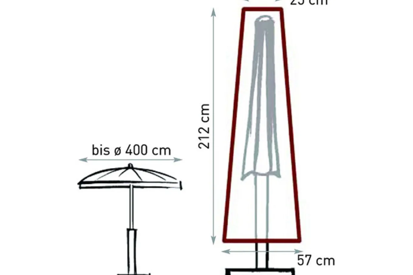 Discount Schutzhülle für Sonnenschirme Ø 250 - 400 cm, braun, Polyestergewebe, 212 x 57/18 cm, mit Zugband Schutzhüllen|Sonnenschirme