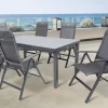 Discount Alice Comfort Garten-Essgruppe, xerix, Alu/Textilene, Tisch 180/240x100cm, 6 Klappstühle Garten-Essgruppen