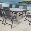 Clearance Alice Comfort Garten-Essgruppe, xerix, Alu/Textilene, Tisch 180/240x100cm, 8 Klappstühle Garten-Essgruppen
