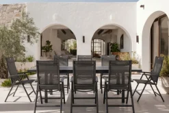 Clearance Alice Comfort Garten-Essgruppe, xerix, Alu/Textilene, Tisch 180/240x100cm, 8 Klappstühle Garten-Essgruppen