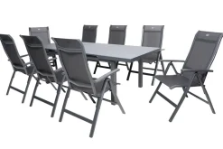 Clearance Alice Comfort Garten-Essgruppe, xerix, Alu/Textilene, Tisch 180/240x100cm, 8 Klappstühle Garten-Essgruppen
