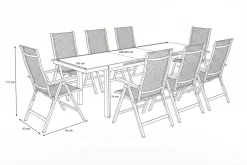 Clearance Alice Comfort Garten-Essgruppe, xerix, Alu/Textilene, Tisch 180/240x100cm, 8 Klappstühle Garten-Essgruppen
