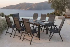 Clearance Alice Comfort Garten-Essgruppe, xerix, Alu/Textilene, Tisch 180/240x100cm, 8 Klappstühle Garten-Essgruppen