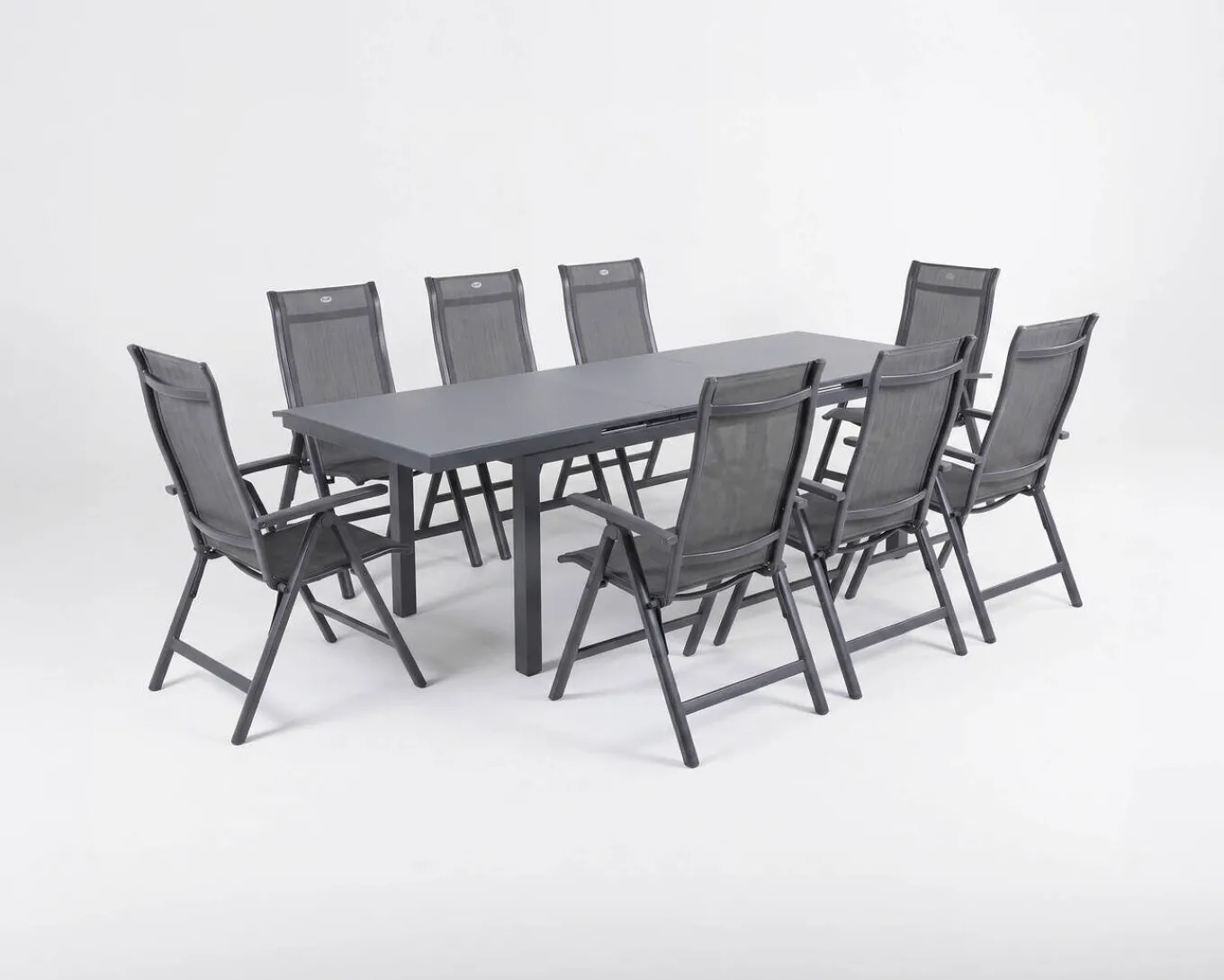 Clearance Alice Comfort Garten-Essgruppe, xerix, Alu/Textilene, Tisch 180/240x100cm, 8 Klappstühle Garten-Essgruppen