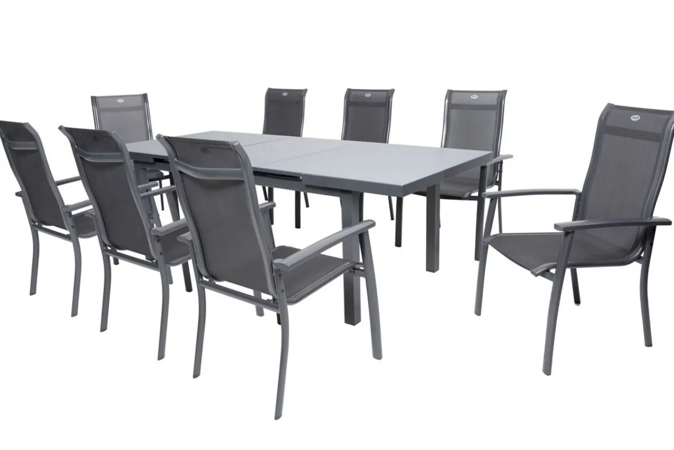Online Alice Comfort Garten-Essgruppe, xerix, Alu/Textilene, Tisch 180/240x100cm, 8 Stapelsessel Garten-Essgruppen