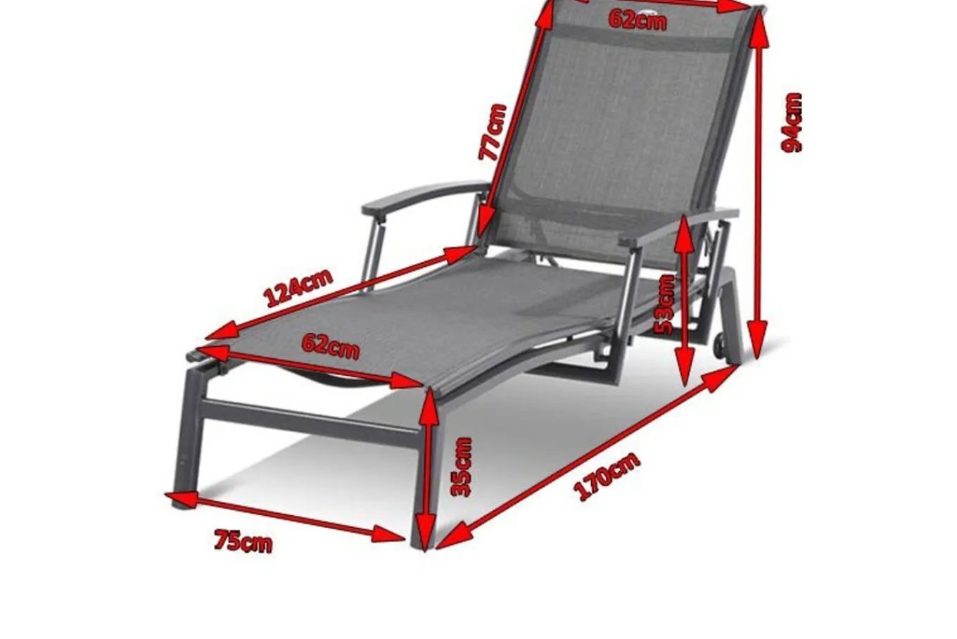 Discount Alice Comfort Rollliege, xerix/anthrazit, Alu/Textilene, 170x75x35cm Gartenliegen