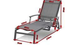 Discount Alice Comfort Rollliege, xerix/anthrazit, Alu/Textilene, 170x75x35cm Gartenliegen