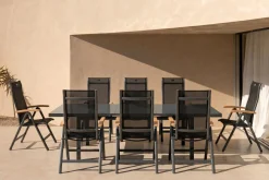 Online Alice Garten-Essgruppe, 8 Personen, ausziehbar, 180-240cm, Alu/Textilene, Klappstühle Garten-Essgruppen
