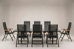 Online Alice Garten-Essgruppe, 8 Personen, ausziehbar, 180-240cm, Alu/Textilene, Klappstühle Garten-Essgruppen