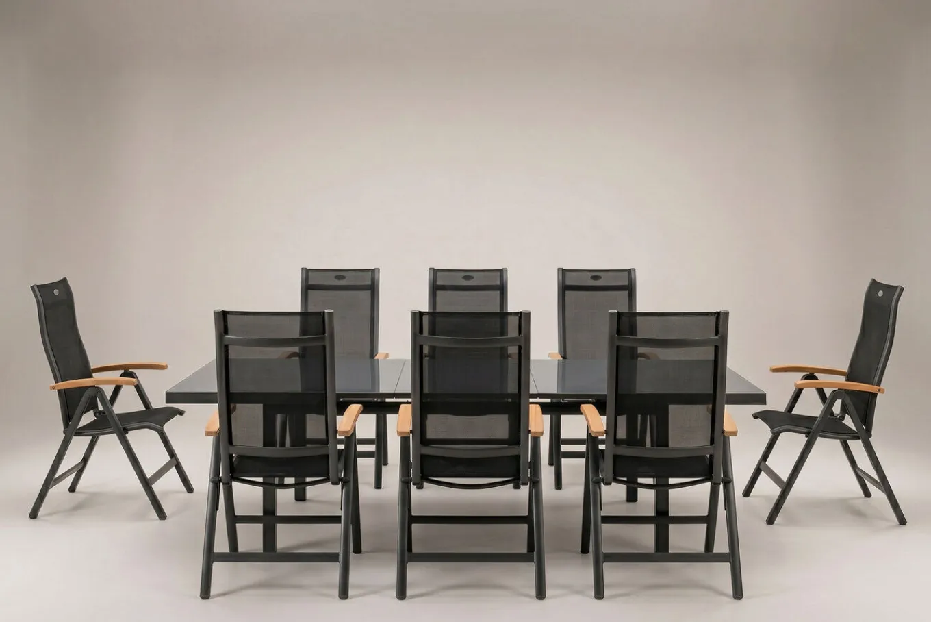 Online Alice Garten-Essgruppe, 8 Personen, ausziehbar, 180-240cm, Alu/Textilene, Klappstühle Garten-Essgruppen