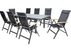 Online Alice Garten-Essgruppe, 8 Personen, ausziehbar, 180-240cm, Alu/Textilene, Klappstühle Garten-Essgruppen