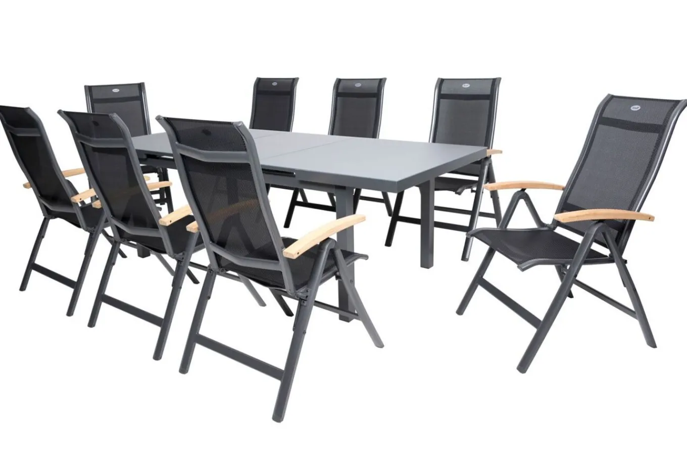 Online Alice Garten-Essgruppe, 8 Personen, ausziehbar, 180-240cm, Alu/Textilene, Klappstühle Garten-Essgruppen