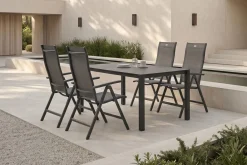 Discount Alice Garten-Essgruppe, xerix/anthrazit, Alu/Textil, 160 x 95 cm, 4 Klappstühle Garten-Essgruppen
