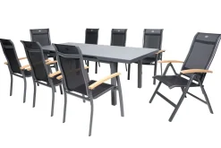 Sale Alice Garten-Essgruppe, xerix, Alu/4x4 Textilen, Tisch 180/240x100cm, 6 Stapel-, 2 Klappstühle Garten-Essgruppen