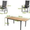 Online Alice Garten-Essgruppe, xerix/natur, Alu/Teak, 4x4 Textilene, 2 Klappstühle, 4 Stapelsessel, 150/210x90cm Garten-Essgruppen