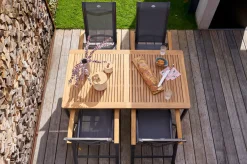 Hot Alice Klappstuhl, Alu/2x2 Textilen, xerix/anthrazit, mit Teak Armlehnen Gartenstühle & Gartensessel