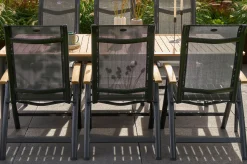 Hot Alice Klappstuhl, Alu/2x2 Textilen, xerix/anthrazit, mit Teak Armlehnen Gartenstühle & Gartensessel