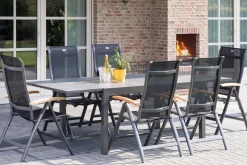 Clearance Alice Klappstuhl, xerix/schwarz, Alu/4x4 Textilen, mit Teak-Armlehnen Gartenstühle & Gartensessel