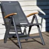 New Alice/South Wales Garten-Essgruppe, xerix/natur, Alu/Teak/2x2 Textilen, 150/210x90 cm, 8 Klappstühle Garten-Essgruppen