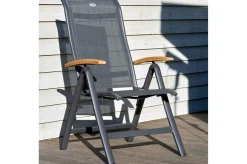 Alice/South Wales Garten-Essgruppe, xerix/natur, Alu/Teak/2x2 Textilen, 150/210x90 cm, 4 Klappstühle Garten-Essgruppen