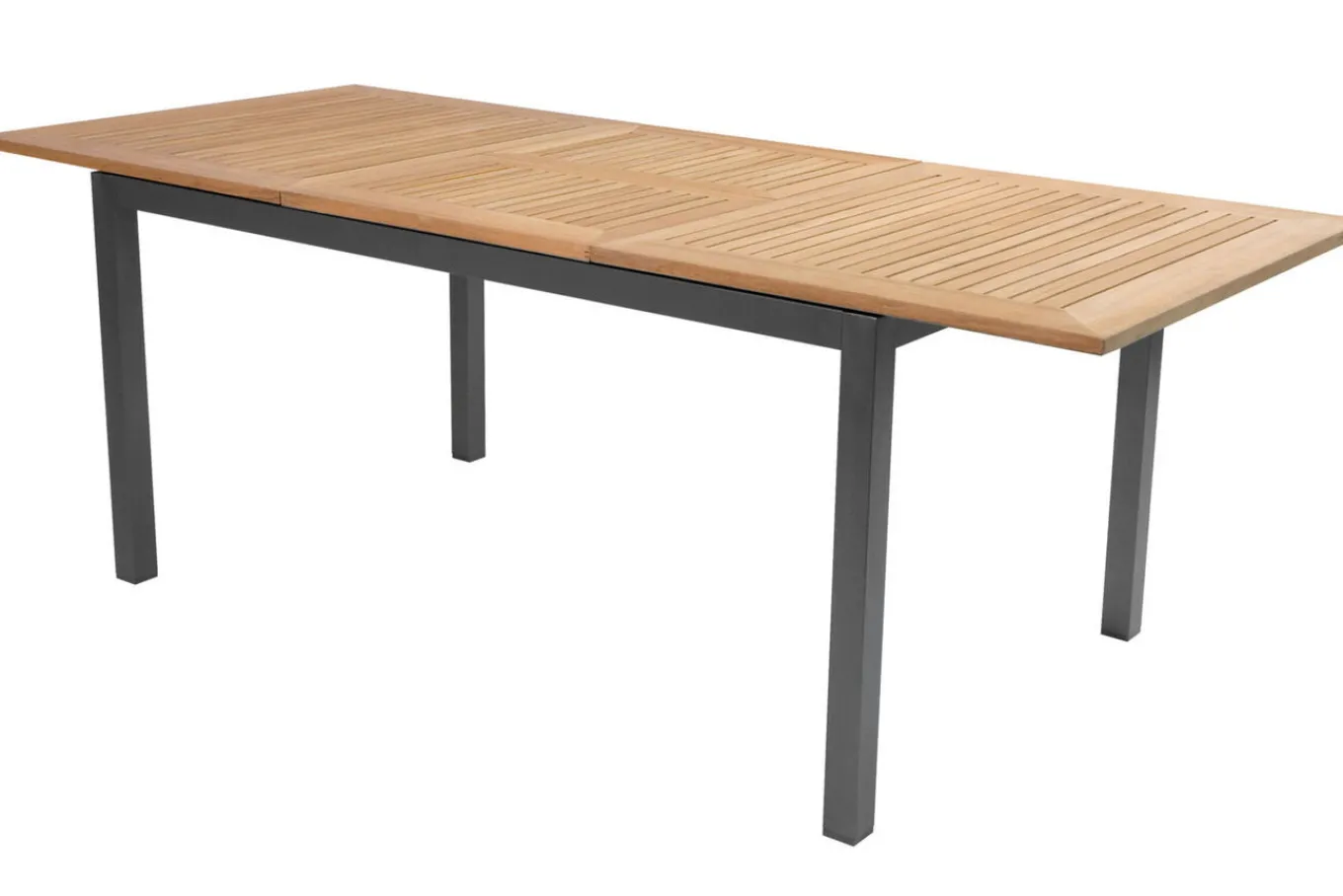 Alice/South Wales Garten-Essgruppe, xerix/natur, Alu/Teak/2x2 Textilen, 150/210x90 cm, 4 Klappstühle Garten-Essgruppen