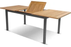 Alice/South Wales Garten-Essgruppe, xerix/natur, Alu/Teak/2x2 Textilen, 150/210x90 cm, 4 Klappstühle Garten-Essgruppen