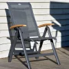 Online Alice/South Wales Garten-Essgruppe, xerix/natur, Alu/Teak/2x2 Textilen, 150/210x90 cm, 6 Klappstühle Garten-Essgruppen|Aluminium-Gartenmöbel