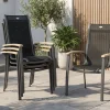 Hot Alice Stapelsessel 4er-Set, xerix/schwarz, Alu/4x4 Textilen, mit Teak-Armlehnen Gartenstühle & Gartensessel