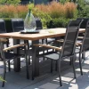 Outlet Alice Stapelsessel, xerix/schwarz, Alu/4x4 Textilen, mit Teak-Armlehnen Aluminium-Gartenmöbel|Gartenstühle & Gartensessel