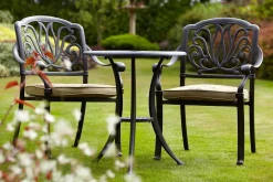 Amalfi Bistrotisch, bronze, Alu-Guss, Ø62cm Gartentische|Aluguss-Gartenmöbel