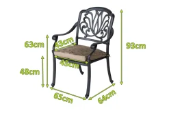 Outlet Amalfi Diningsessel, bronze, Alu-Guss, inkl. Wendekissen Aluguss-Gartenmöbel|Gartenstühle & Gartensessel