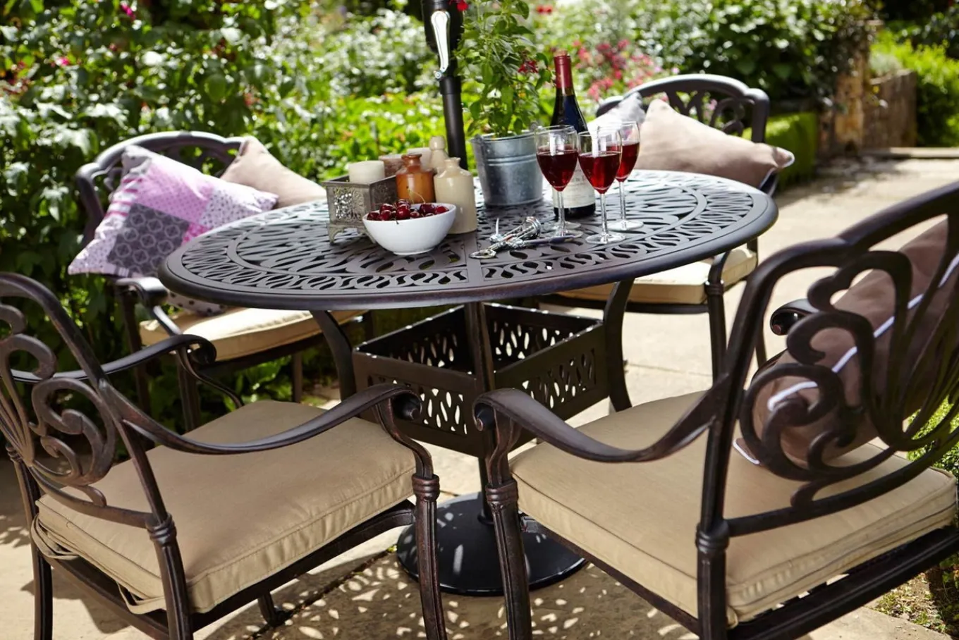 Outlet Amalfi Diningsessel, bronze, Alu-Guss, inkl. Wendekissen Aluguss-Gartenmöbel|Gartenstühle & Gartensessel