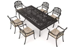 Amalfi Garten-Essgruppe, bronze, Alu-Guss, 6 Diningsessel, 214x112cm Aluguss-Gartenmöbel|Garten-Essgruppen