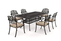 Amalfi Garten-Essgruppe, bronze, Alu-Guss, 6 Diningsessel, 214x112cm Aluguss-Gartenmöbel|Garten-Essgruppen