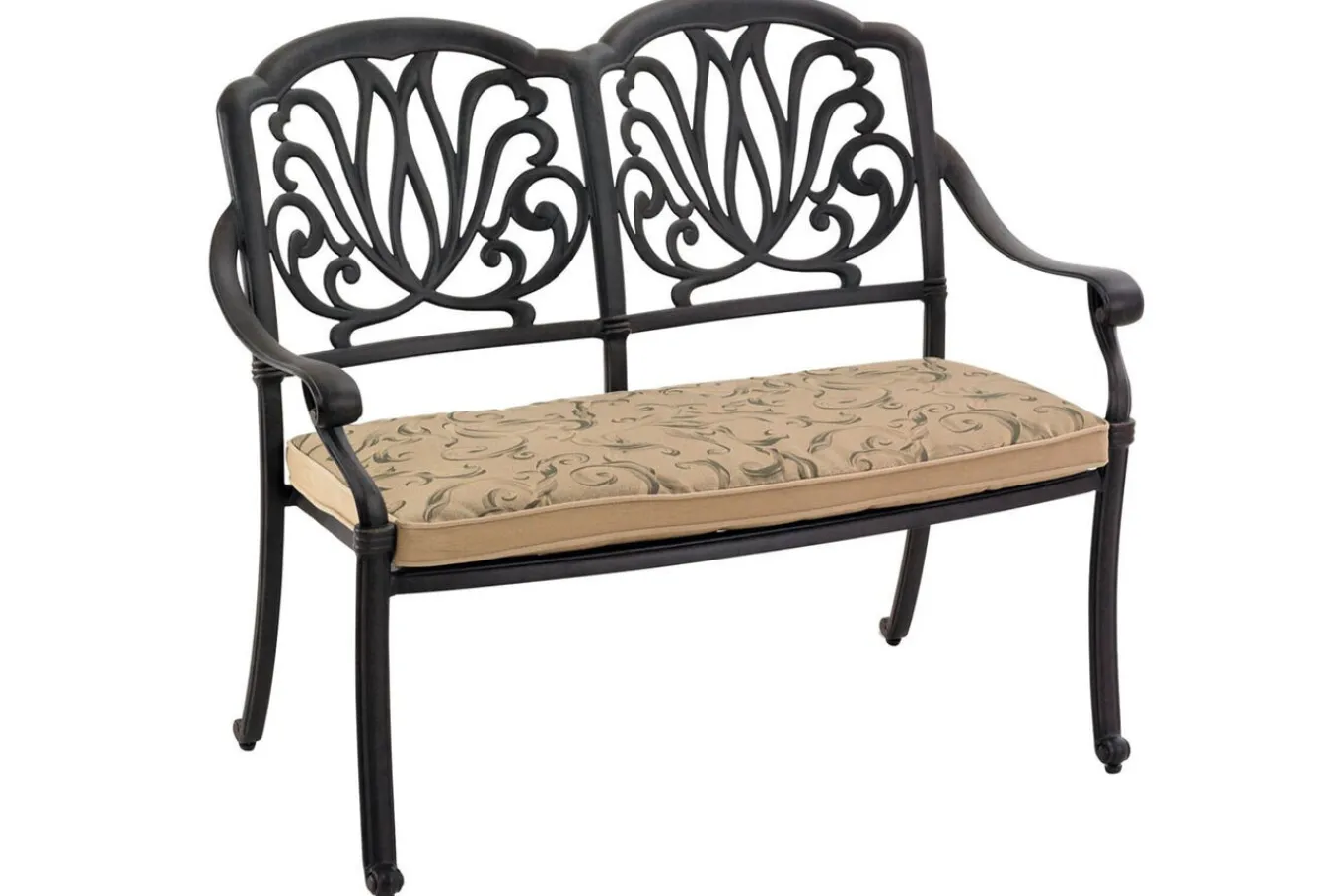 Online Amalfi 2-Sitzer Bank, bronze, Alu-Guss, inkl. Wendekissen Aluguss-Gartenmöbel|Gartenbänke & Gartensofas