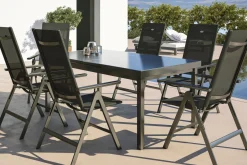 New Aruba Garten-Essgruppe, xerix, Alu/Textilene, Tisch 180/240x100cm, 6 Klappstühle Garten-Essgruppen