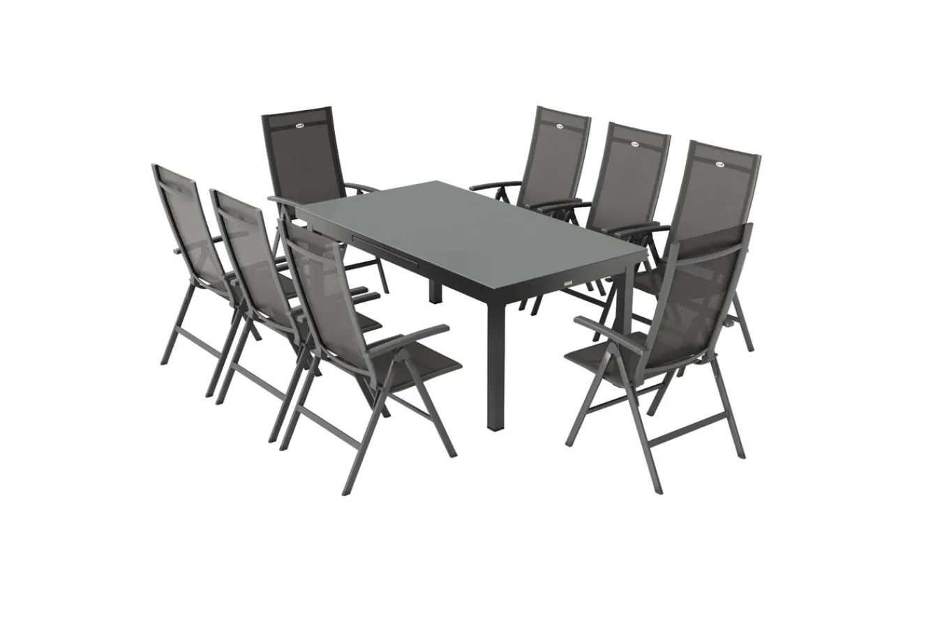 Discount Aruba Garten-Essgruppe, xerix, Alu/Textilene, Tisch 180/240x100cm, 8 Klappstühle Garten-Essgruppen