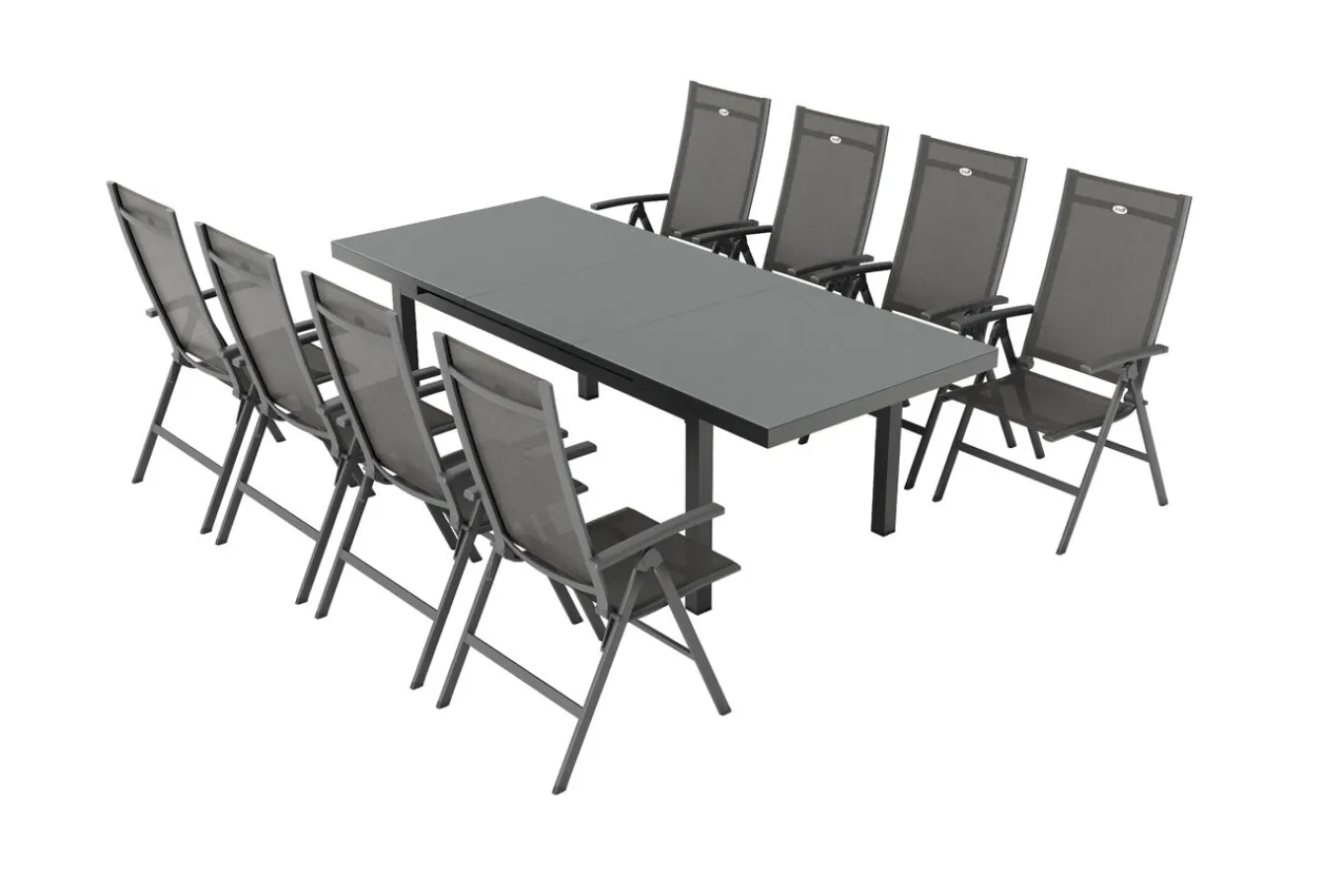 Discount Aruba Garten-Essgruppe, xerix, Alu/Textilene, Tisch 180/240x100cm, 8 Klappstühle Garten-Essgruppen