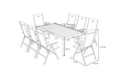 Discount Aruba Garten-Essgruppe, xerix, Alu/Textilene, Tisch 180/240x100cm, 8 Klappstühle Garten-Essgruppen