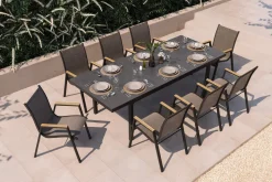 Discount Aruba Garten-Essgruppe, 8 Personen, ausziehbarer Tisch 180–240 cm, Aluminium/Teak FSC®-zertifiziert Garten-Essgruppen|Aluminium-Gartenmöbel