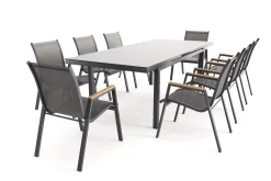 Discount Aruba Garten-Essgruppe, 8 Personen, ausziehbarer Tisch 180–240 cm, Aluminium/Teak FSC®-zertifiziert Garten-Essgruppen|Aluminium-Gartenmöbel
