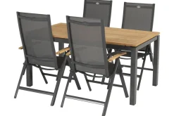 Clearance Aruba Klappstuhl, xerix/anthrazit, Alu/Textilene, Teakholz-Armlehnen Gartenstühle & Gartensessel