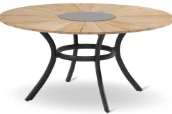 Sale Aruba/Provence Garten-Essgruppe, xerix/natur, Alu/Textilene/Teak, Ø150 cm, 5 Klappstühle, Eisbox Garten-Essgruppen|Aluminium-Gartenmöbel