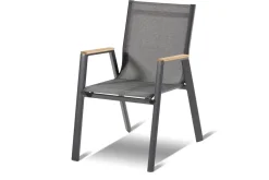 Aruba Teak Garten-Essgruppe, xerix, Alu/Textilene, Tisch 180/240x100cm, 4 Stapel-, 2 Klappstühle Garten-Essgruppen